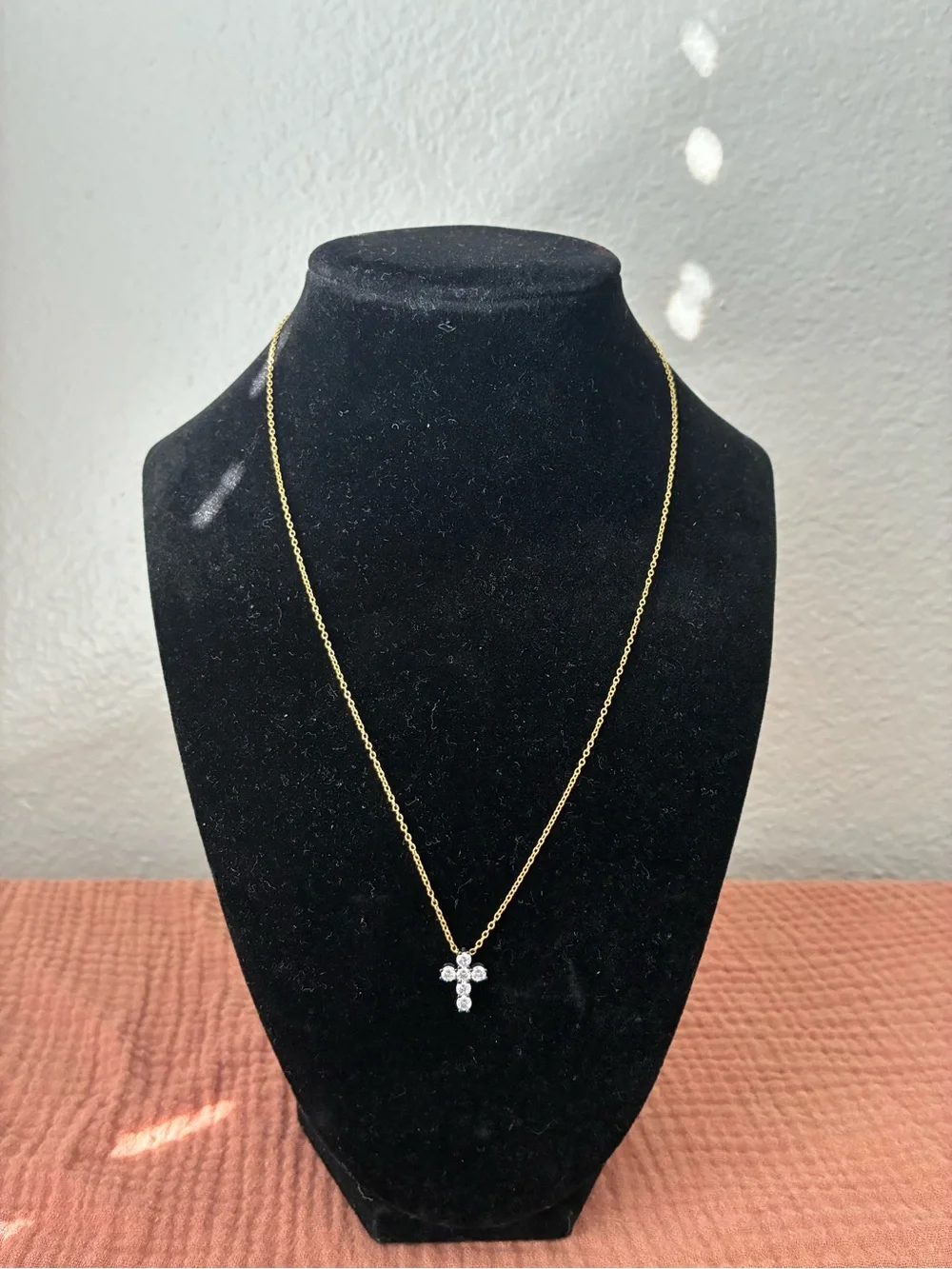 925 Sterling Silver Chain Necklace with Crystal Cross Pendant 16”-18”